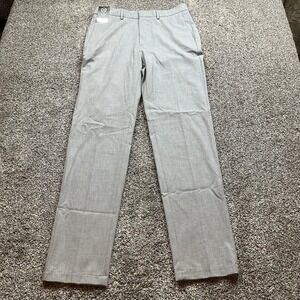 JM Haggar Mens Slim Fit Gray Super Flex Waistband Dress Pants 32x34